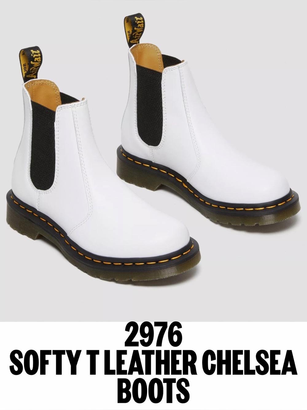 Dr.Martens 2976 Women’s Softy T Leather White Chelsea Boots